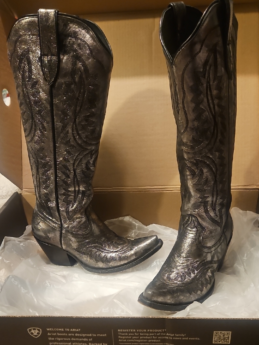Ariat Metallic Black Embroidered Western Cowboy Boots